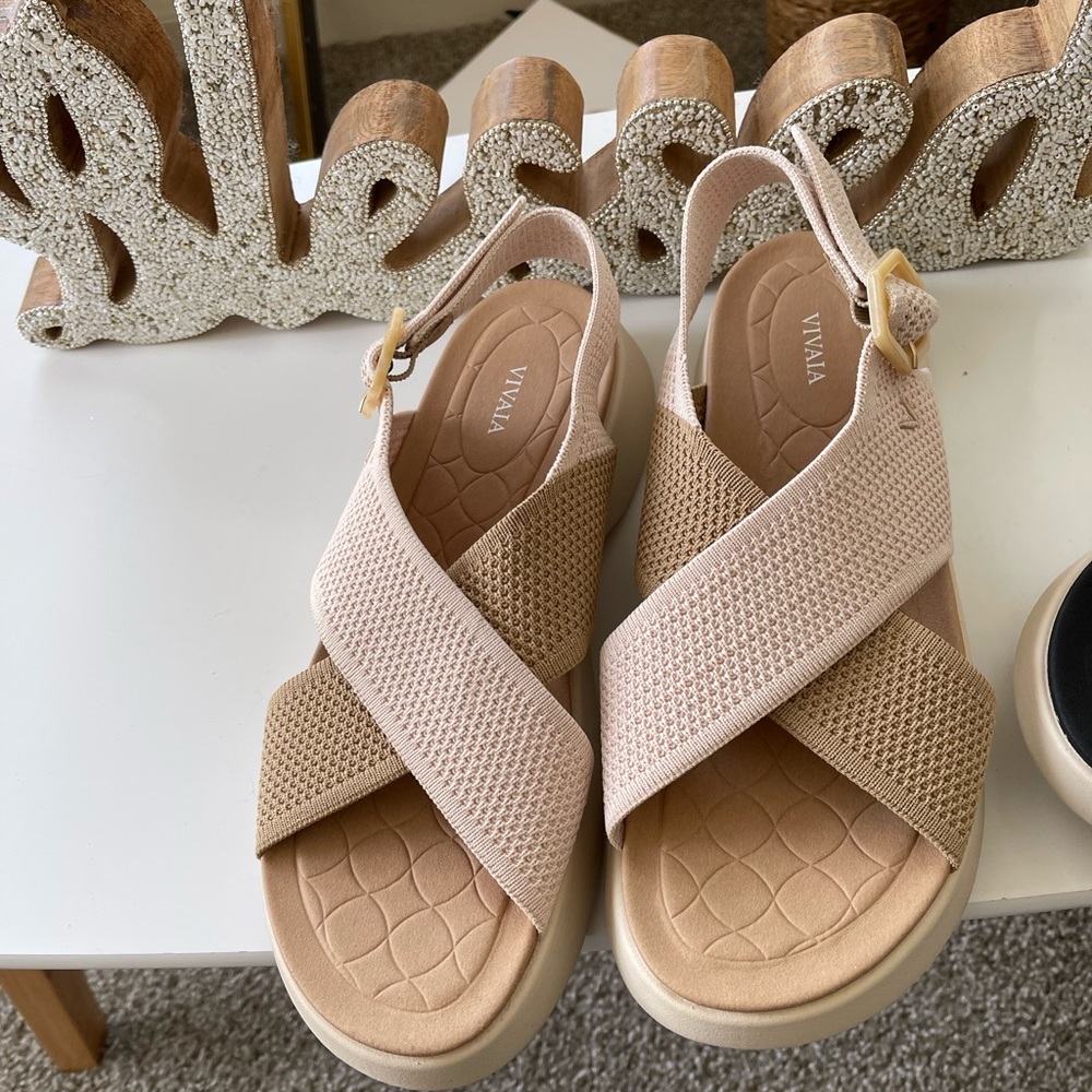 Women's Beige and Tan Sandals By Vivaia